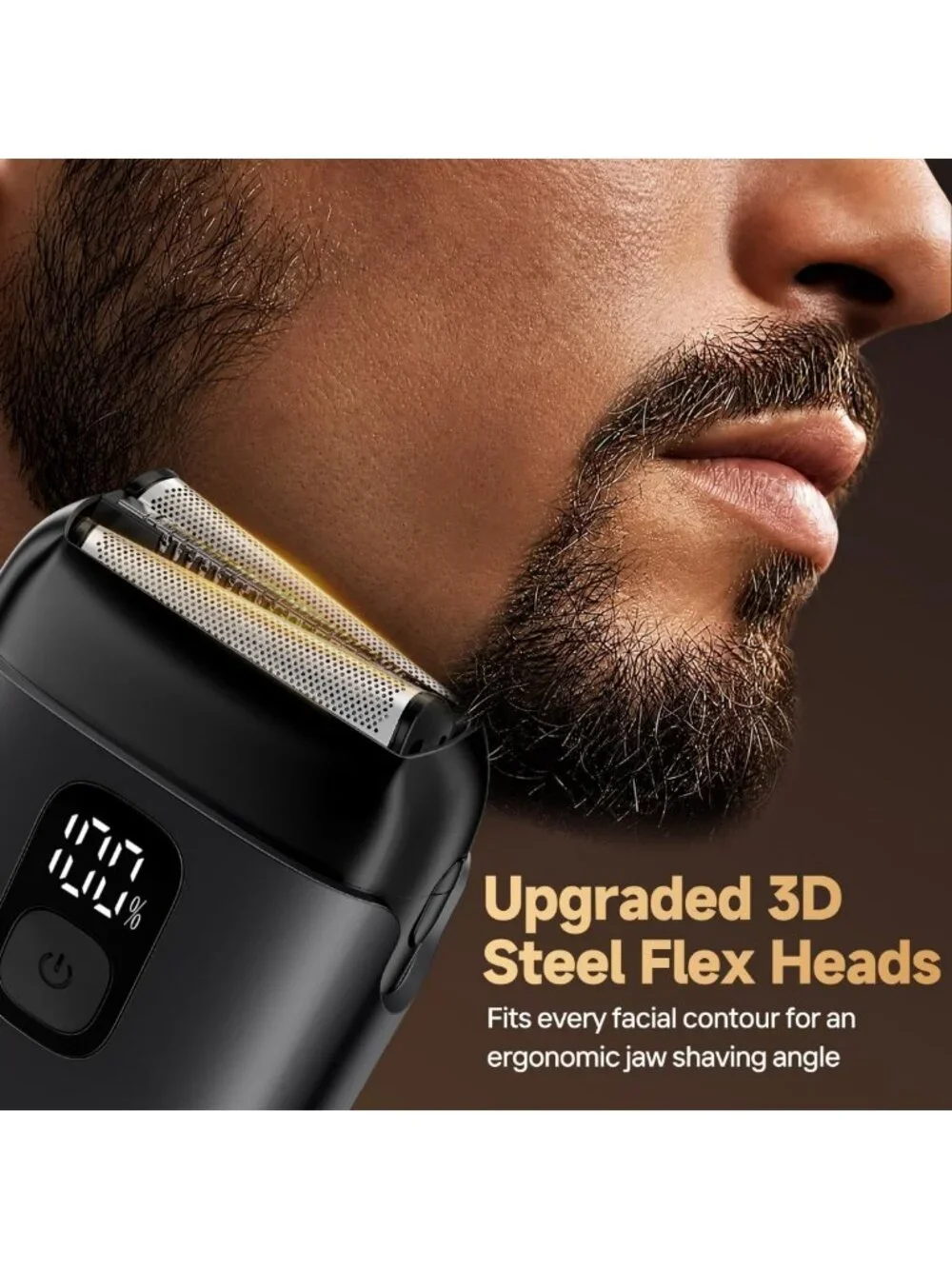 Waterproof Mini Electric Razor for Men, 3-Blade Cordless Shaver with Fast